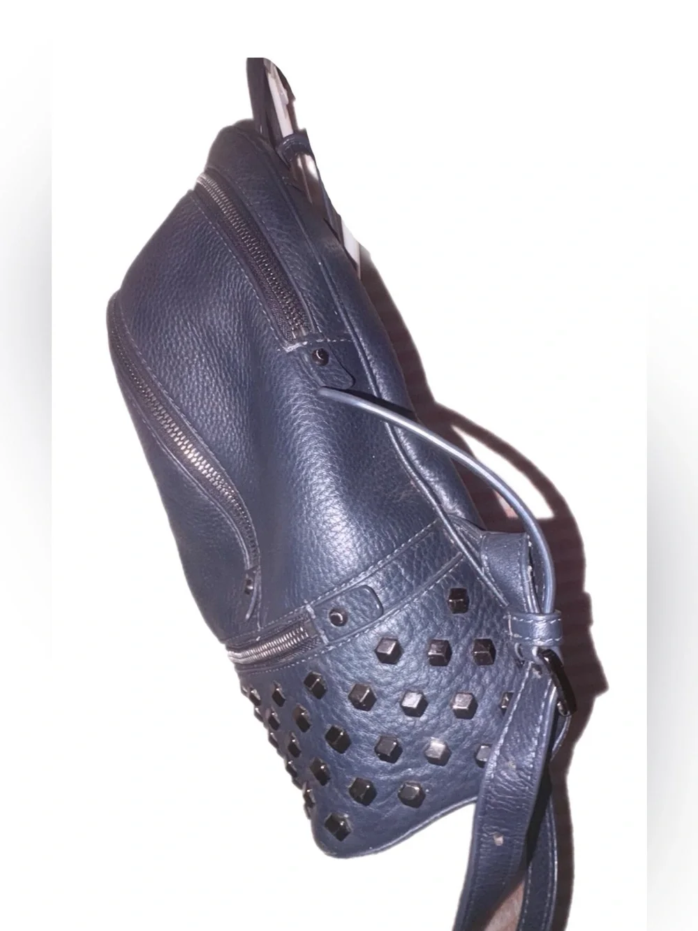 Michael Kors Deep Blue Pebbled Leather Studded Backpack